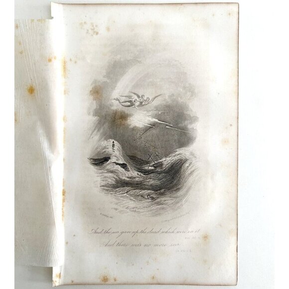 And The Sea Gave Up The Dead Angels Engraving 1868 Victorian Religious DWEE27 - Picture 2 of 3